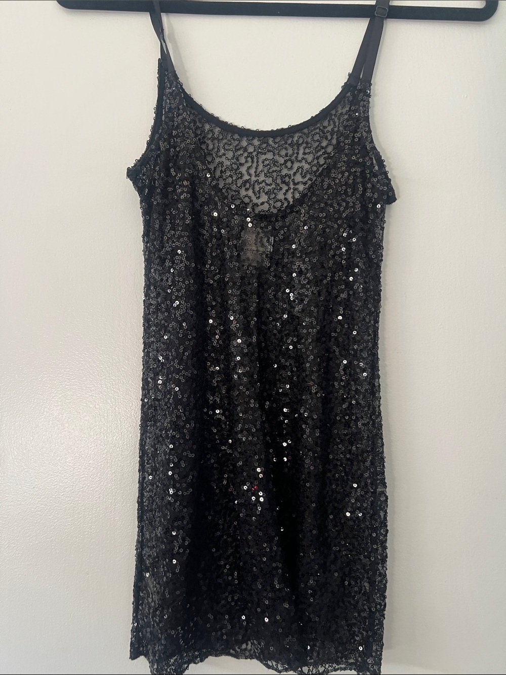 Black Sequin Spaghetti Strap Tank - Picture 3 of 3